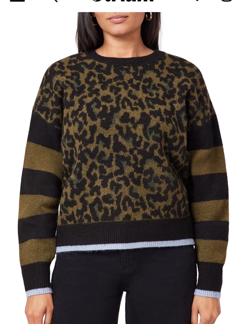 Scotch & Soda Olive and Black Leopard Knit Pullover